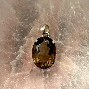 Smokey Quartz  Faceted Pendant Necklace